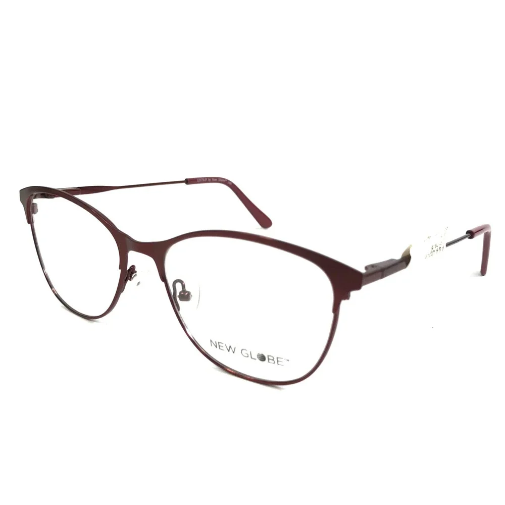 New Globe Eyeglasses Frames L5176-P WINE Purple Red Cat Eye Full Rim 55-16-145